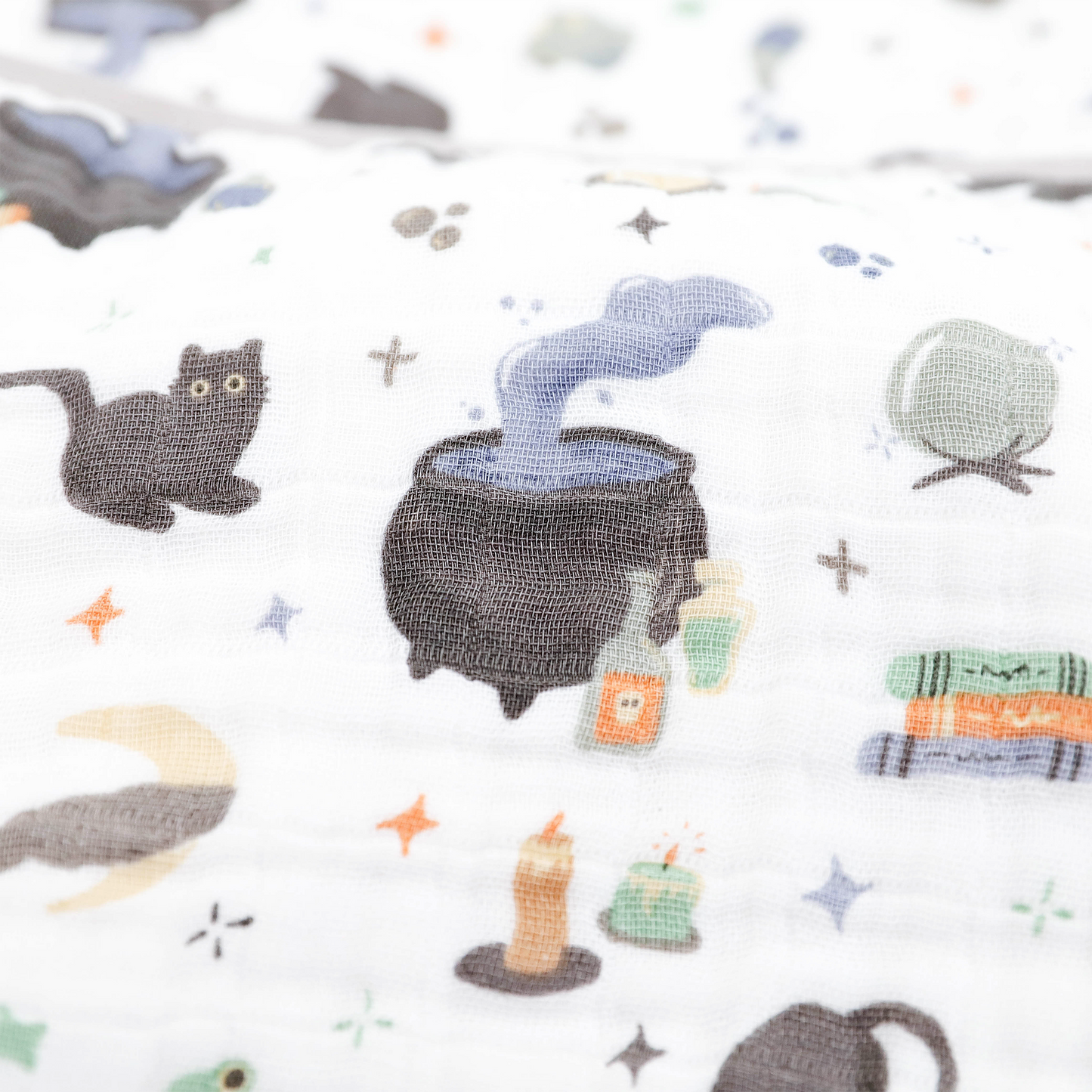Original Cotton Muslin Quilt - Cats and Cauldrons