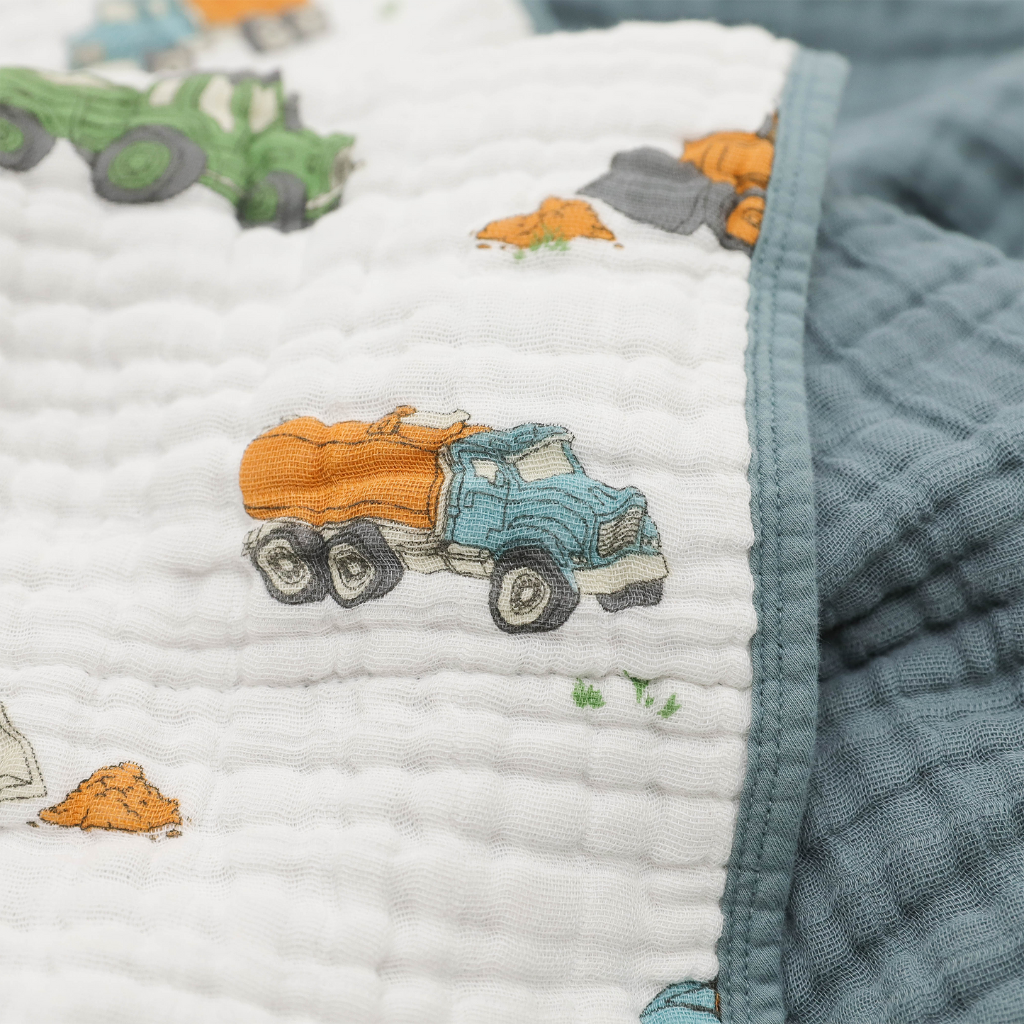 Original Cotton Muslin Quilt - Work Trucks