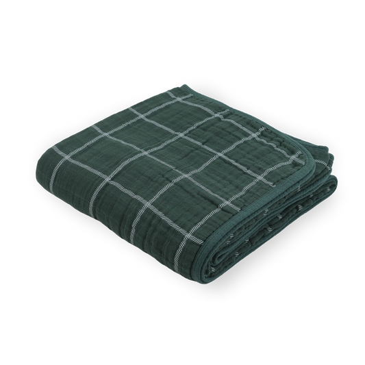 Original Cotton Muslin Quilt - Evergreen Plaid